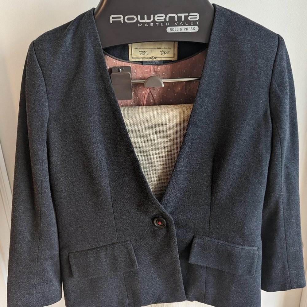 Anthropologie Cartonnier No Collar Blazer Size Small Gray